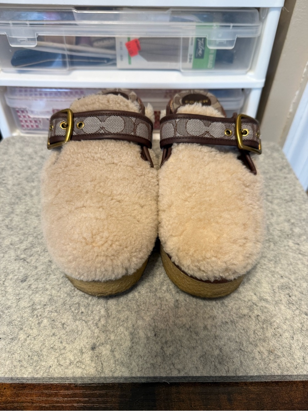 Coach Dylan Shearling Platform Clogs. Size 9.5. - Picture 2 of 9